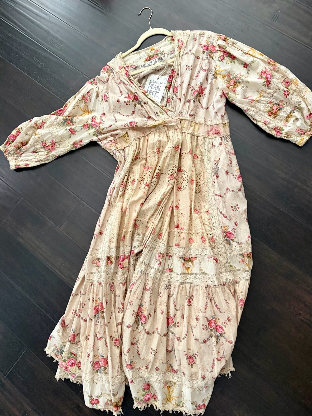 Magnolia Pearl Floral Cream and Pink Cotton Dress The Light Happy